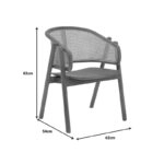 Πολυθρόνα Anlene σκελετός teak ξύλο σε καρυδί απόχρωση με φυσικό rattan 62x54x82εκ