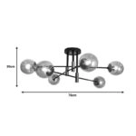 Φωτιστικό οροφής πολύφωτο Catrene  μαύρο μέταλλο-γυαλί 76x30εκ