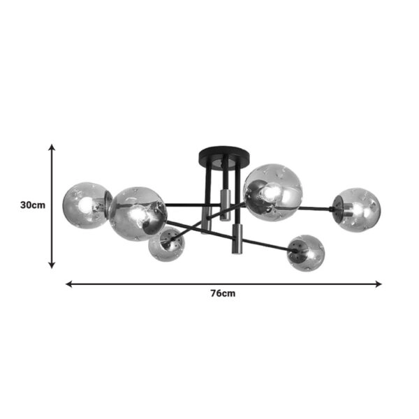 Φωτιστικό οροφής πολύφωτο Catrene  μαύρο μέταλλο-γυαλί 76x30εκ