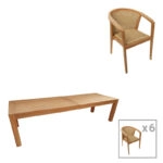 Τραπεζαρία Granny-Pablo σετ 7τεμ σε φυσική-μπεζ απόχρωση 240x100x76εκ