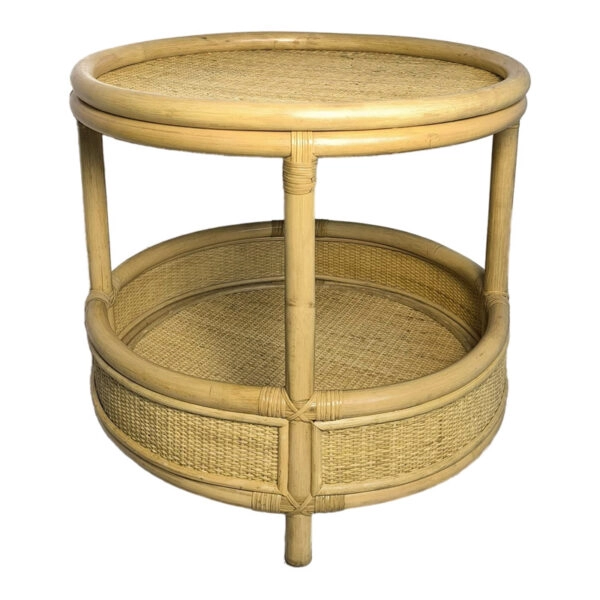 Βοηθητικό τραπέζι Moody  pe rattan σε φυσική απόχρωση Φ55x51εκ