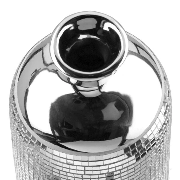 Βάζο γιακά "Disco" Κεραμικό Ασημί D115X24Cm D115X24Cm