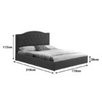 Κρεβάτι διπλό με αποθηκευτικό χώρο Majore ανθρακί ύφασμα 160x200εκ