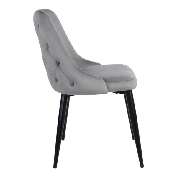 Καρέκλα Zedna  γκρι βελούδο με μαύρα μεταλλικά πόδια 51x58x84εκ