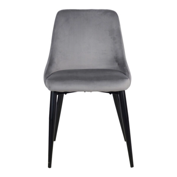 Καρέκλα Zedna  γκρι βελούδο με μαύρα μεταλλικά πόδια 51x58x84εκ