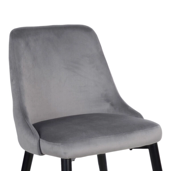Καρέκλα Zedna  γκρι βελούδο με μαύρα μεταλλικά πόδια 51x58x84εκ