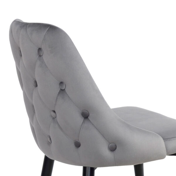 Καρέκλα Zedna  γκρι βελούδο με μαύρα μεταλλικά πόδια 51x58x84εκ