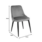 Καρέκλα Zedna μαύρο βελούδο με μαύρα μεταλλικά πόδια 51x58x84εκ