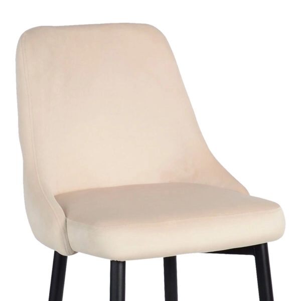 Σκαμπό μπαρ Zedna  μπεζ βελούδο με μαύρα μεταλλικά πόδια 52x57x111εκ