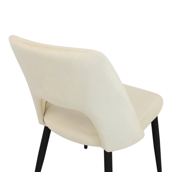 Καρέκλα Murde  μπεζ βελούδο και μεταλλικά πόδια σε μαύρη απόχρωση 48.5x61x89εκ