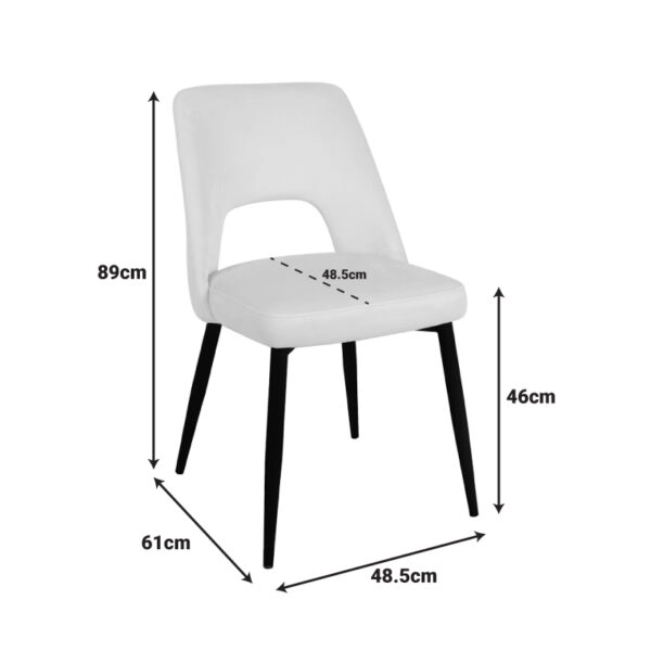 Καρέκλα Murde  μπεζ βελούδο και μεταλλικά πόδια σε μαύρη απόχρωση 48.5x61x89εκ