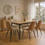 Καρέκλα Komme  μπεζ-καφέ pu με πόδι μαύρο μέταλλο 49x57x84εκ