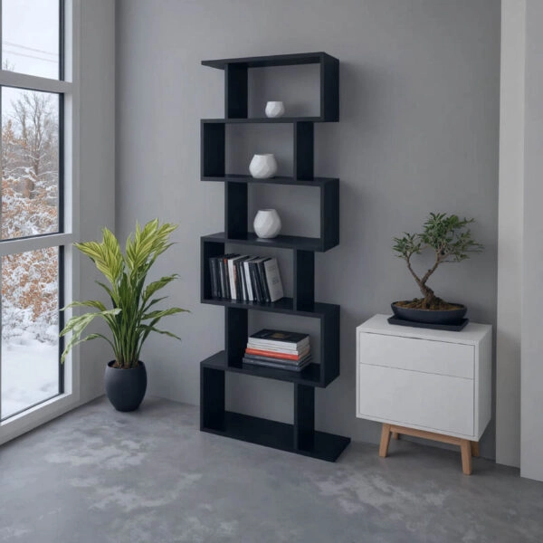 Βιβλιοθήκη Sezen  σε ανθρακί απόχρωση 70x24x191.5εκ