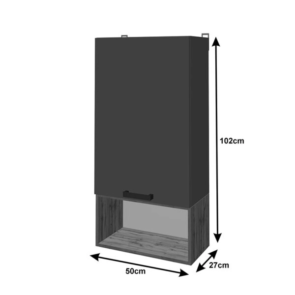 Σύνθετο σαλονιού  Poelfy  σε ανθρακί-oak απόχρωση 170x37.5x42εκ