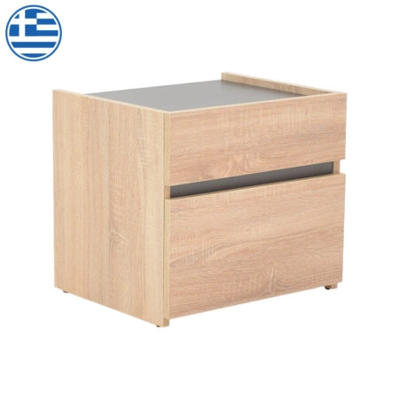 Κομοδίνο Comcie  σε φυσικό με γκρι απόχρωση 50x42x45.5εκ