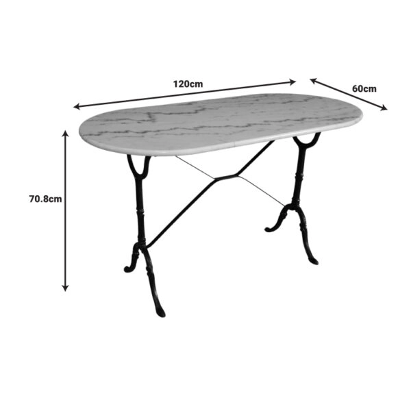 Τραπέζι μαρμάρινο Baluta  μαντέμι σε λευκή-μαύρη απόχρωση 120x60x70.8εκ