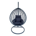 Κούνια φωλιά με βάση Lyere pakoworld μέταλλο γκρι-pe rattan σε γκρι απόχρωση 120x108x195εκ