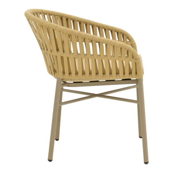 Πολυθρόνα Frama αλουμίνιο-pe σχοινί σε καφε απόχρωση και μαξιλάρι 57x60x78εκ