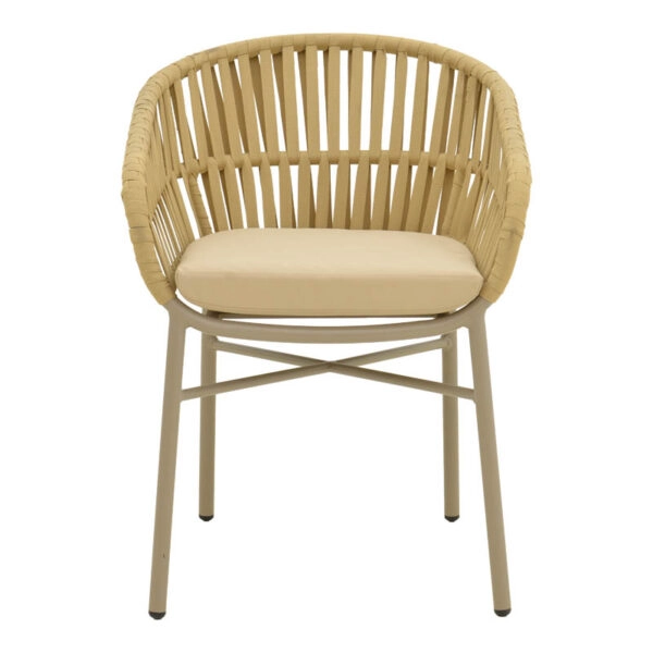 Πολυθρόνα Frama αλουμίνιο-pe σχοινί σε καφε απόχρωση και μαξιλάρι 57x60x78εκ