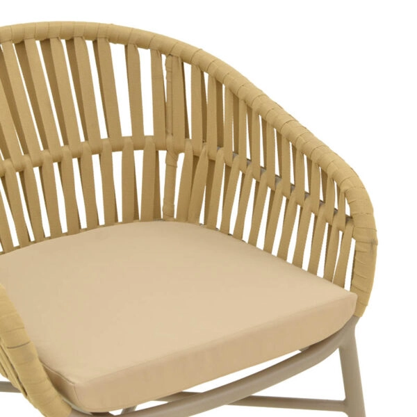 Πολυθρόνα Frama αλουμίνιο-pe σχοινί σε καφε απόχρωση και μαξιλάρι 57x60x78εκ