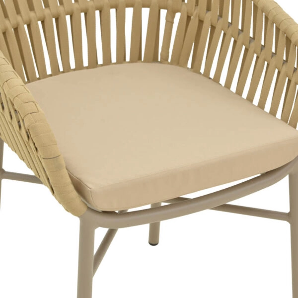 Πολυθρόνα Frama αλουμίνιο-pe σχοινί σε καφε απόχρωση και μαξιλάρι 57x60x78εκ