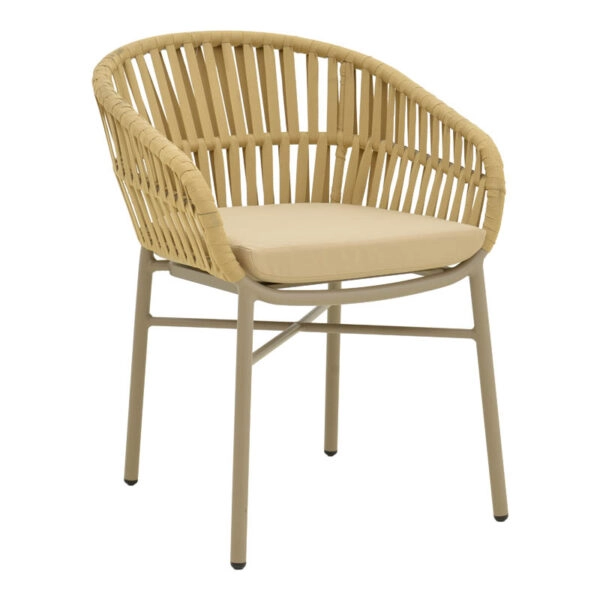 Πολυθρόνα Frama αλουμίνιο-pe σχοινί σε καφε απόχρωση και μαξιλάρι 57x60x78εκ