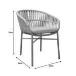 Πολυθρόνα Frama αλουμίνιο-pe σχοινί σε καφε απόχρωση και μαξιλάρι 57x60x78εκ