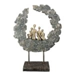 Γλυπτό Round "Familie" Πολυρεζίνη Χρυσό Πράσινο PU 14x8x32.5cm