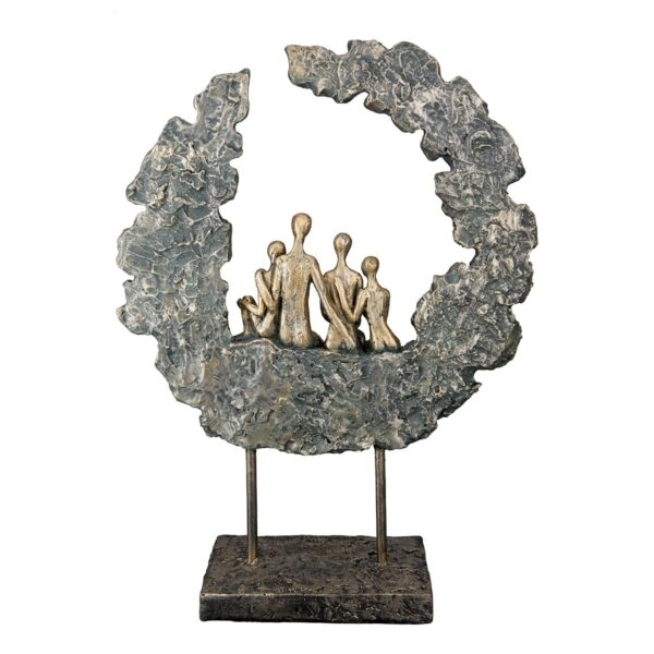 Γλυπτό Round "Familie" Πολυρεζίνη Χρυσό Πράσινο PU 14x8x32.5cm