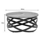 Τραπέζι Monar μασιφ ξύλο sheesham σε καρυδί απόχρωση με μαύρα μεταλλικά πόδια Φ60x30εκ