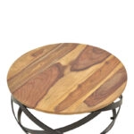 Τραπέζι Monar μασιφ ξύλο sheesham σε καρυδί απόχρωση με μαύρα μεταλλικά πόδια Φ60x30εκ