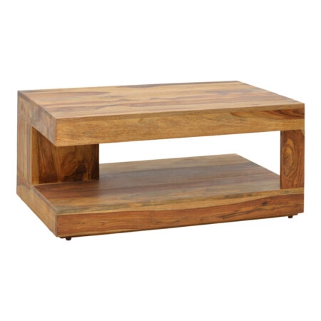 Τραπέζι Volino pakoworld μασιφ ξύλο sheesham σε καρυδί απόχρωση 90x60x40εκ