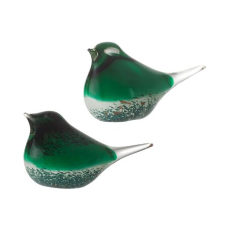 Artekko Bird Πράσινα Διακοσμητικά Γυάλινα Πουλιά 2pcs