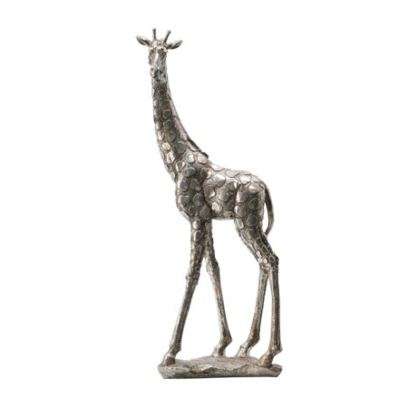 Artekko Animal Ασημί Επιτραπέζιο Διακοσμητικό Καμηλοπάρδαλης από Ρητίνη (17x10x47)cm