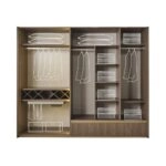 Artekko Midnight Εκρού Υφασμάτινο Διπλό Κρεβάτι (260x230x125)cm για Στρώμα(180x200) MDF 2pcs Κομοδίνα (65x48x40)cm Ντουλάπα με Καθρέπτη και Φωτισμό (270x63x230)cm Συρταριέρα (160x48x78)cm και Καθρέπτη (90x90x5)cm