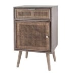 Artekko Cons Καφέ MDF Κομοδίνο με Ψάθα (42x37x71)cm