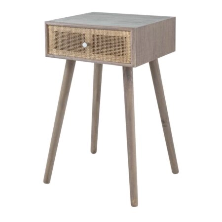 Artekko Cons Καφέ MDF Κονσόλα με Ψάθα (40x37x70)cm