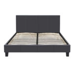 Κρεβάτι Flat Megapap από τεχνόδερμα χρώμα μαύρο ματ 150x200εκ.