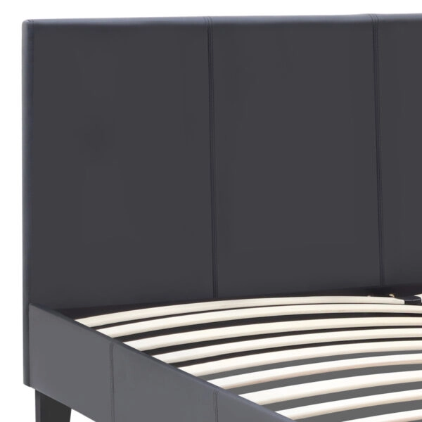 Κρεβάτι Flat Megapap από τεχνόδερμα χρώμα μαύρο ματ 150x200εκ.