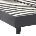 Κρεβάτι Flat Megapap από τεχνόδερμα χρώμα μαύρο ματ 150x200εκ.