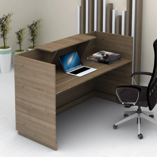 Γραφείο υποδοχής - reception Lemmon Megapap χρώμα καρυδί 160x70x110εκ.