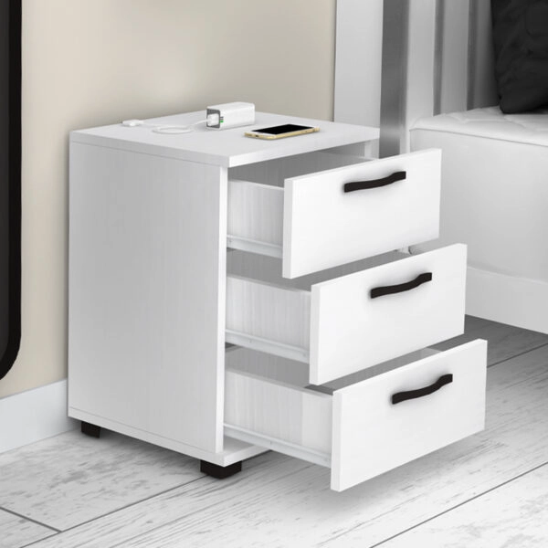 Κομοδίνο - συρταριέρα γραφείου Roco Megapap χρώμα λευκό 40x39x57εκ.