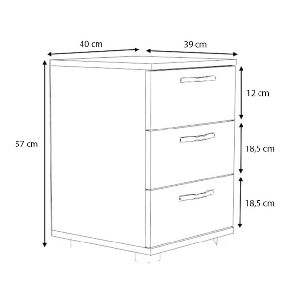 Κομοδίνο - συρταριέρα γραφείου Roco Megapap χρώμα λευκό 40x39x57εκ.