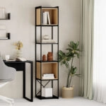 Βιβλιοθήκη Vale Mini χρώμα silky black - sapphire oak 36,2x39x179εκ.