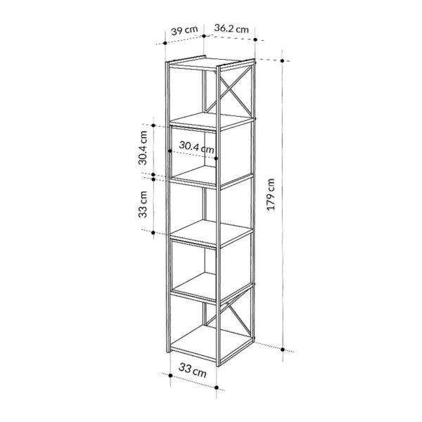 Βιβλιοθήκη Vale Mini χρώμα silky black - sapphire oak 36,2x39x179εκ.