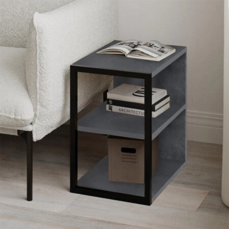 Τραπεζάκι βοηθητικό - Κομοδίνο Echo Megapap χρώμα γκρι ρετρό 30x42x45εκ.