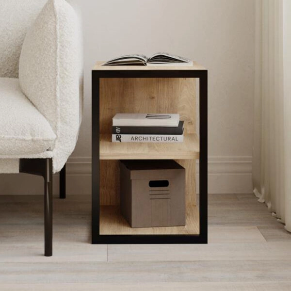 Τραπεζάκι βοηθητικό - Κομοδίνο Echo Megapap χρώμα sapphire oak 30x42x45εκ.