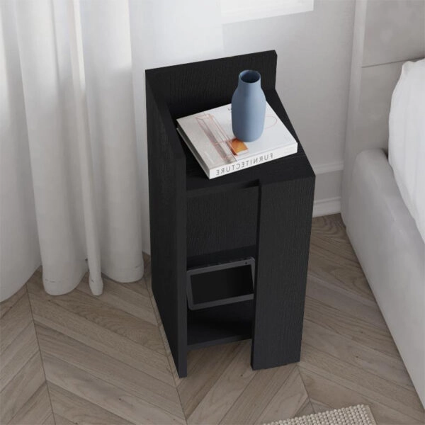 Κομοδίνο Elos Megapap αριστερό χρώμα black wood 25x27x60εκ.