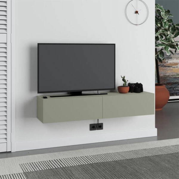 Έπιπλο τηλεόρασης επιτοίχιο Francy Megapap χρώμα ash green 135x31,7x25εκ.