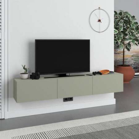 Έπιπλο τηλεόρασης επιτοίχιο Francy Megapap χρώμα ash green 180x30x30εκ.